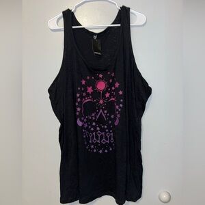 Torrid Slub Sleeveless Racerback Sleep Tank Black And Pink Skull